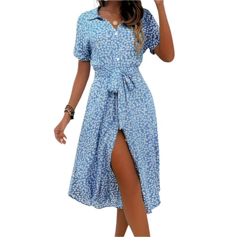 Women's Floral Belted Midi Dress