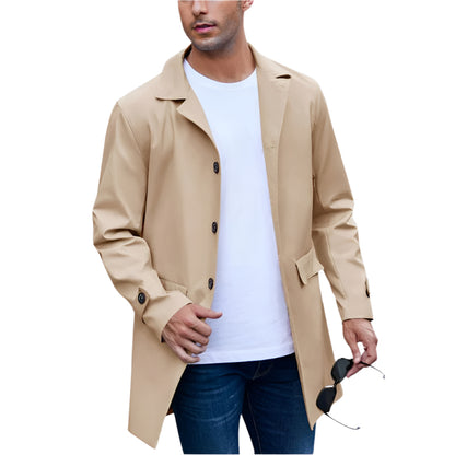 Men's Casual Long Trench Coat