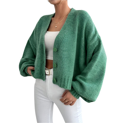 Women's V-Neck Buttoned Knit Cardigan