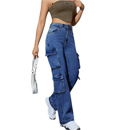 Women's High-Waist Stretch Cargo Jeans