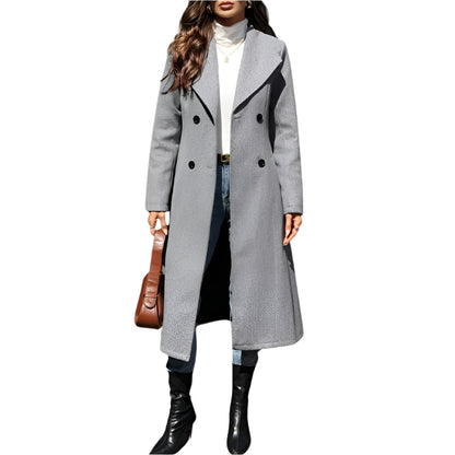 Women's Double-Breasted Long Trench Coat