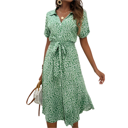 Women's Floral Belted Midi Dress