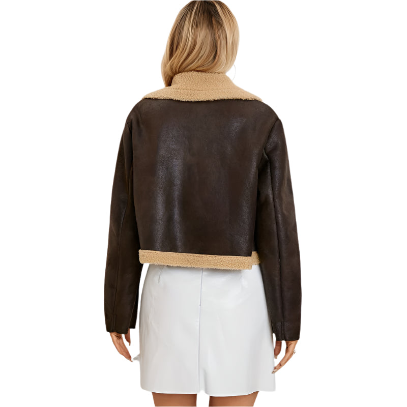 Faux Fur Contrast Leather Jacket