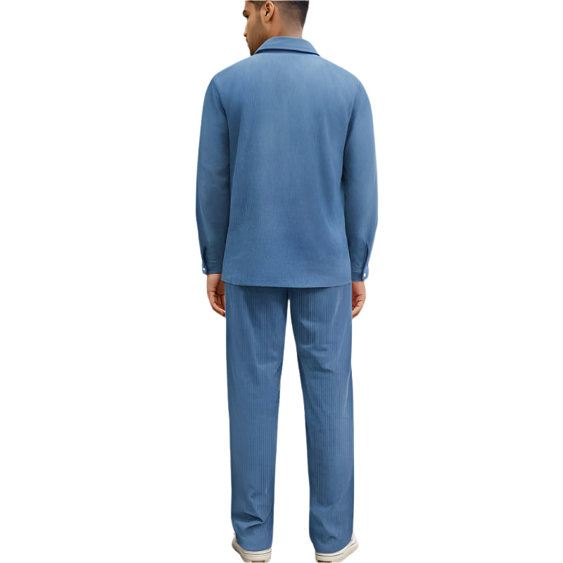 Men's Corduroy Shirt and Drawstring Pants Set