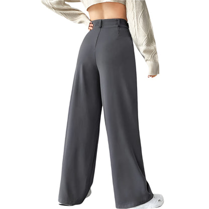 Wide-Leg Suit Pants with Slant Pockets