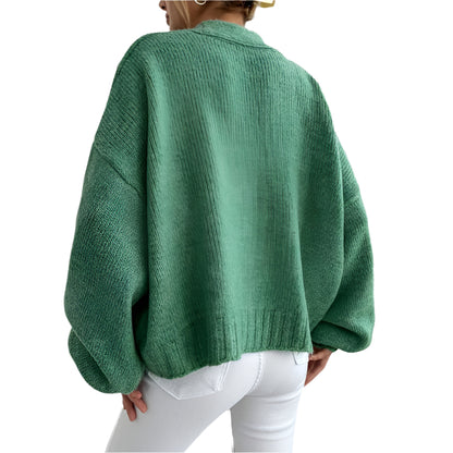 Women's V-Neck Buttoned Knit Cardigan