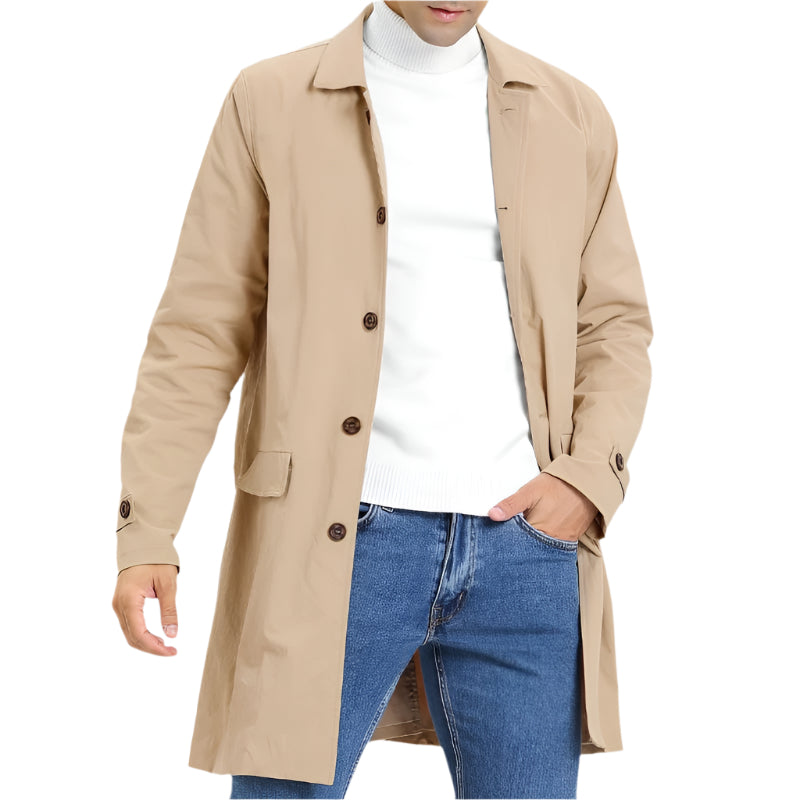 Men's Casual Long Trench Coat