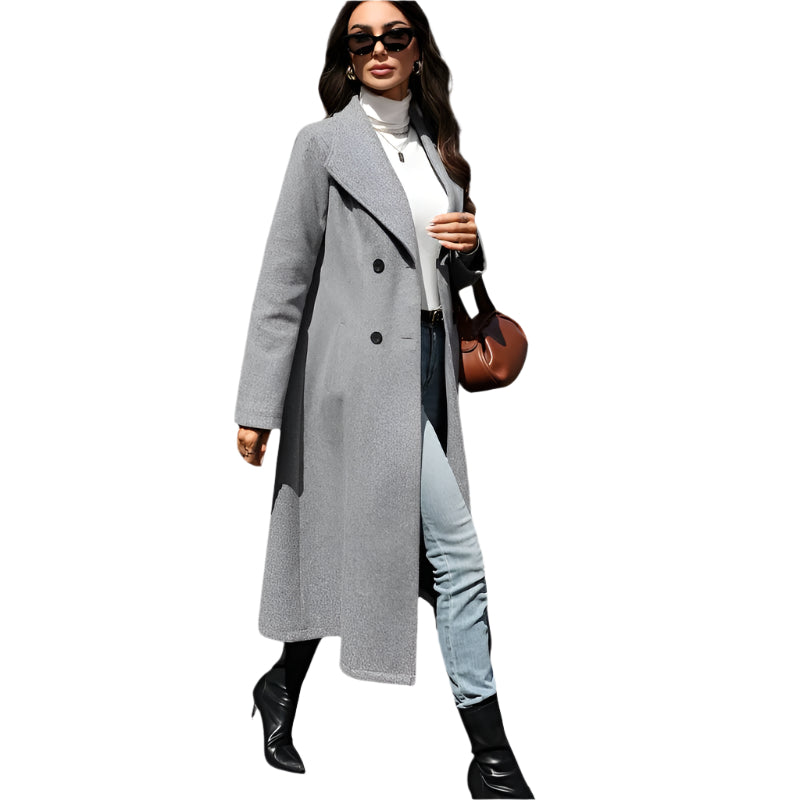 Women's Double-Breasted Long Trench Coat