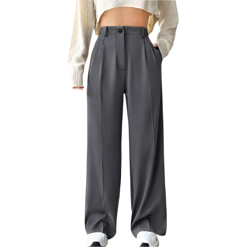 Wide-Leg Suit Pants with Slant Pockets