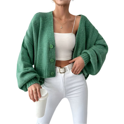 Women's V-Neck Buttoned Knit Cardigan