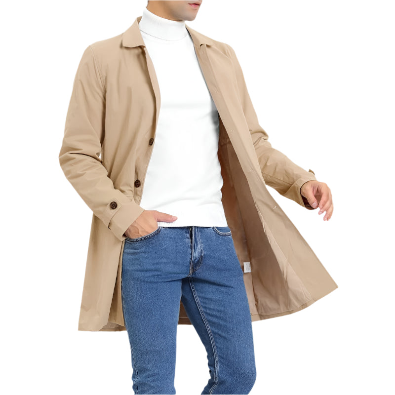 Men's Casual Long Trench Coat