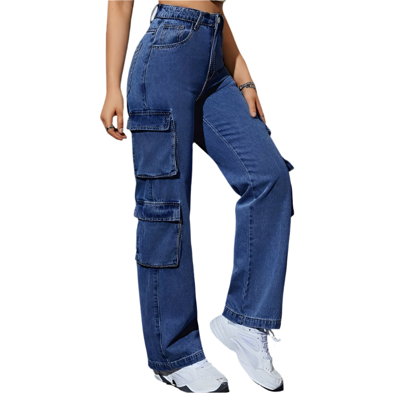 Women's High-Waist Stretch Cargo Jeans