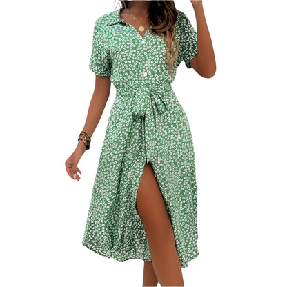 Women's Floral Belted Midi Dress