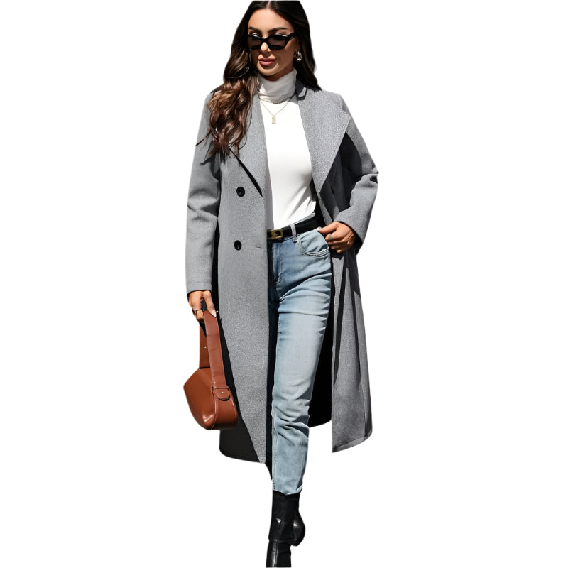 Women's Double-Breasted Long Trench Coat