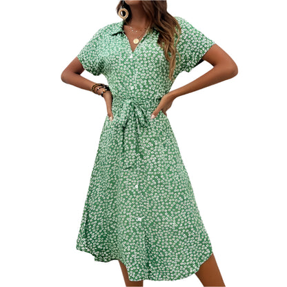 Women's Floral Belted Midi Dress