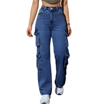 Women's High-Waist Stretch Cargo Jeans