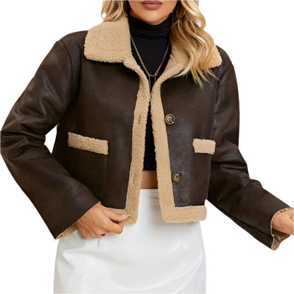 Faux Fur Contrast Leather Jacket