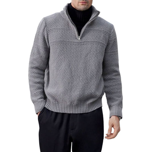 Men's Oversized Stand Collar Half-Zip Sweater