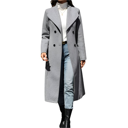 Women's Double-Breasted Long Trench Coat