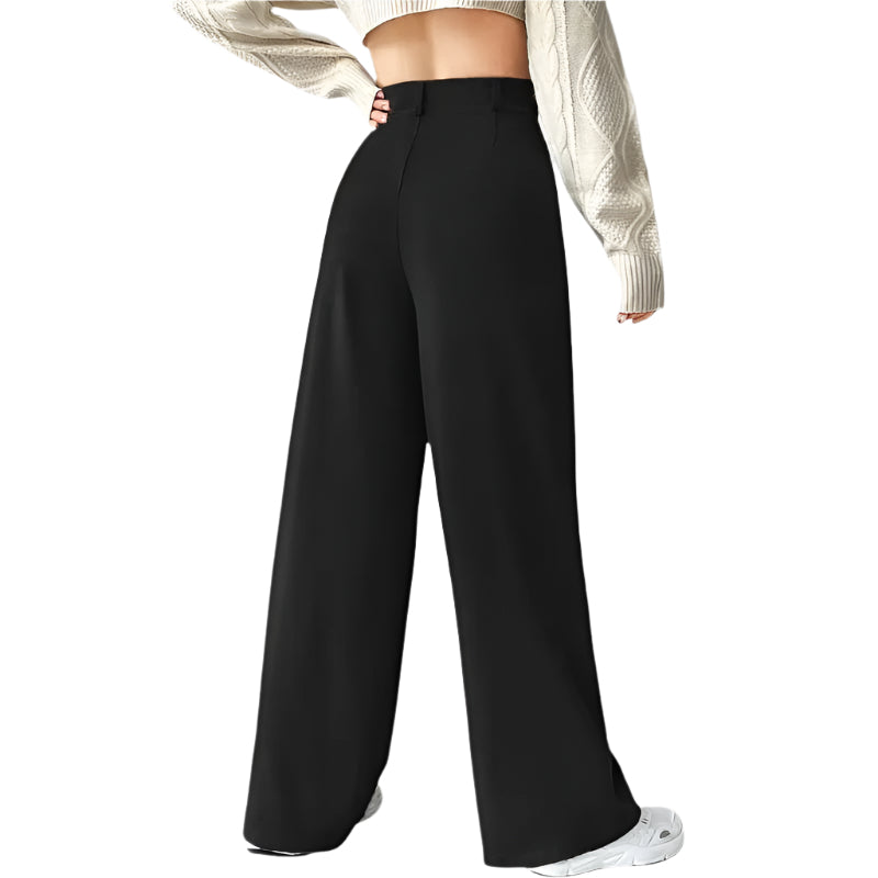 Wide-Leg Suit Pants with Slant Pockets