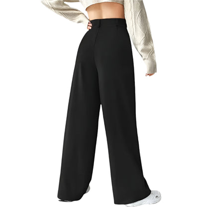 Wide-Leg Suit Pants with Slant Pockets