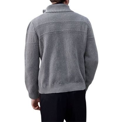 Men's Oversized Stand Collar Half-Zip Sweater