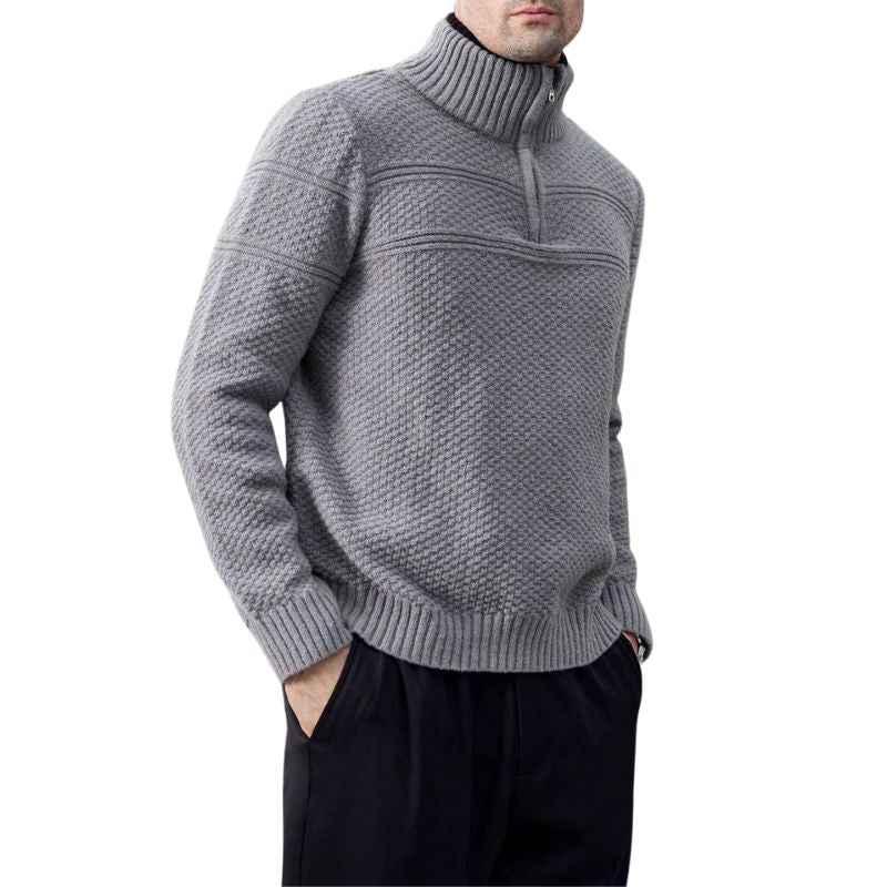 Men's Oversized Stand Collar Half-Zip Sweater