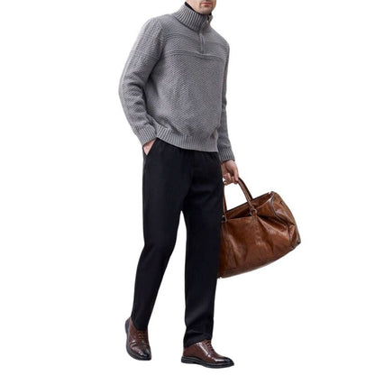 Men's Oversized Stand Collar Half-Zip Sweater