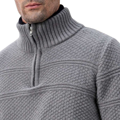 Men's Oversized Stand Collar Half-Zip Sweater